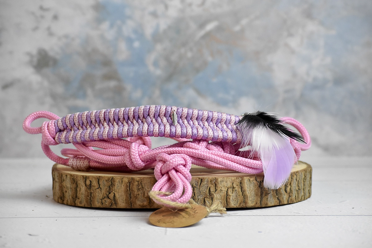 Licol en corde rose pastel