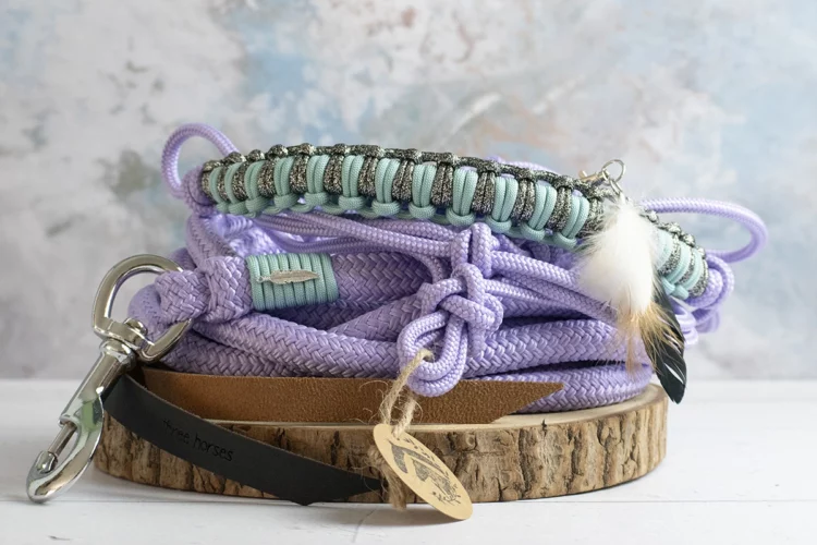 Tressage Blue à paillettes – Licol éthologique personnalisable