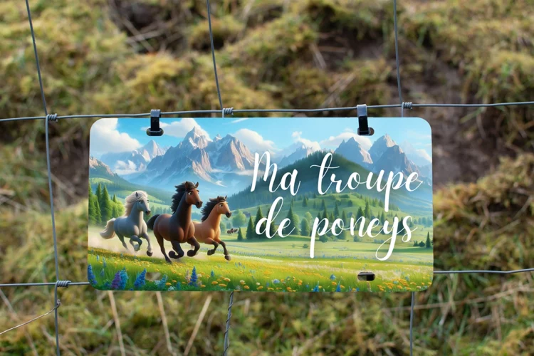 Troupeau de cheval – Plaque d’écurie personnalisable Cartoon