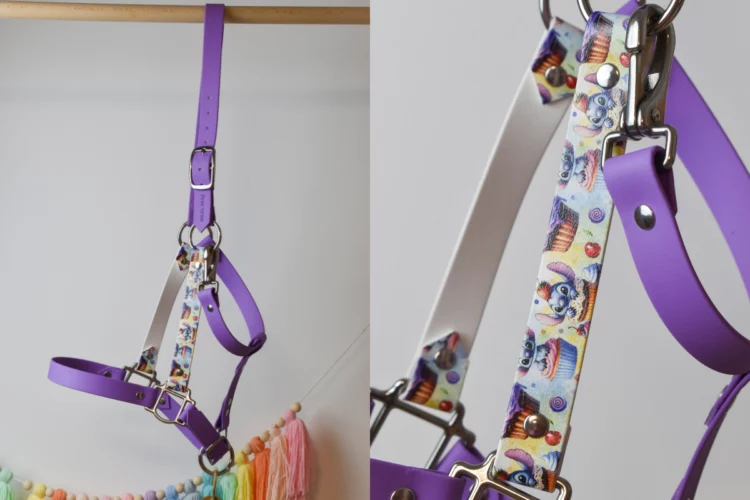 Licol Violet imprimé – Taille Cheval