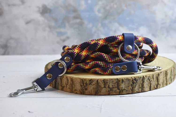 Laisse multiposition en corde Bleu foncé