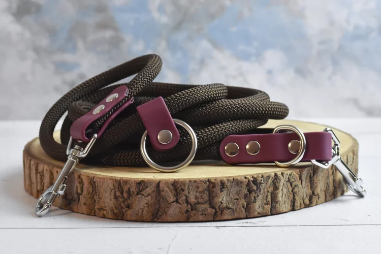 Laisse multiposition en corde Brun