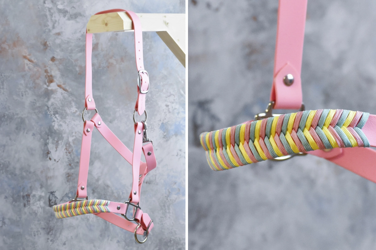 Licol plat en biothane rose pastel Licol plat en biothane rose pastel