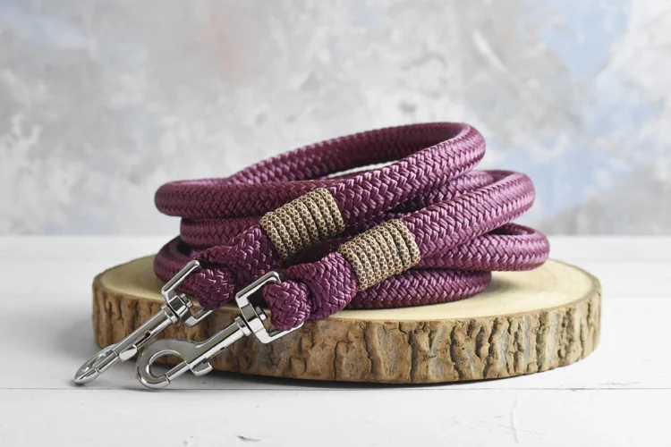 Rênes en corde Aubergine 2m60