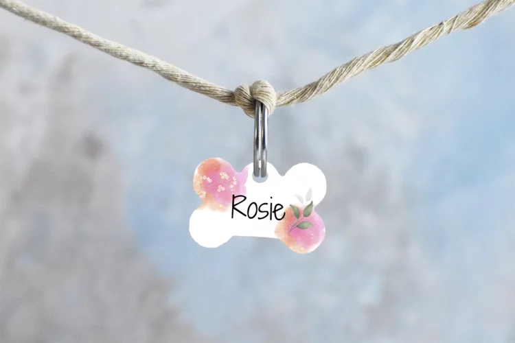 Médaille pour chien Rose et blanche