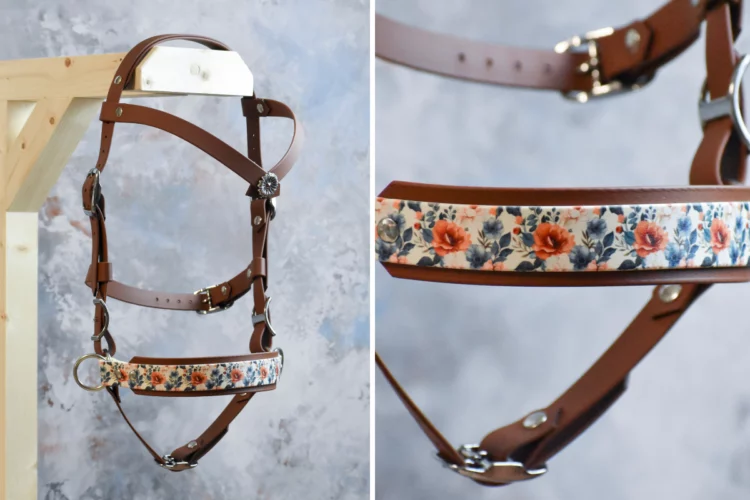 Muserolle de rechange fleuri bleu pour sidepull