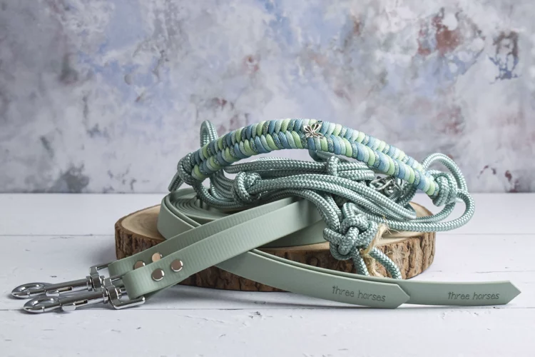 Paire de rênes western et licol en corde Sauge – Taille COB