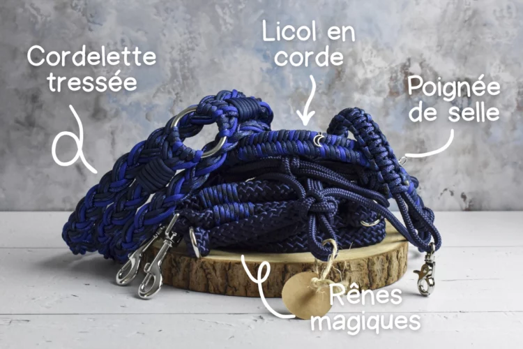 Kit d’équitation sans mors Bleu foncé